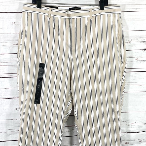 Banana Republic Avery Women’s Pant Ankle Length Beige Striped Size 14 - Picture 2 of 9